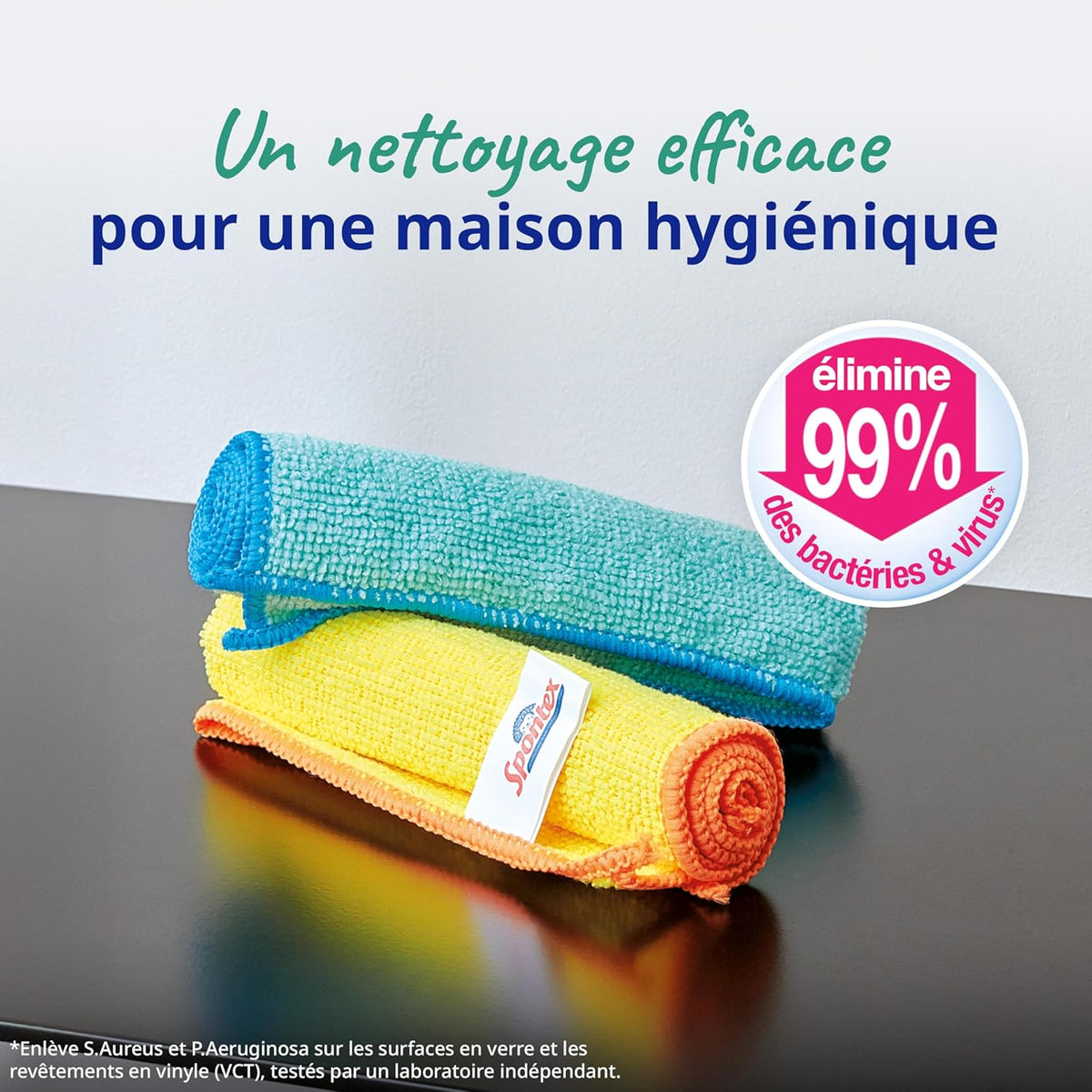 Collection Microfibre Spontex | Chiffons de nettoyage multi-usages, lavables à 40 °C, cuisine et salle de bain | 30 x 30 cm, lot de 8