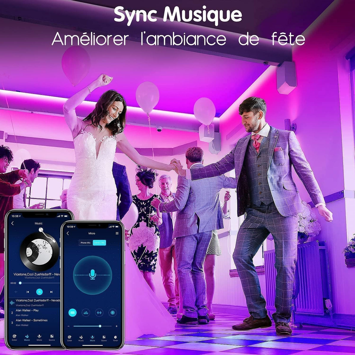 Ruban LED Keepsmile 30 m (15 mx2), LED chambre Bluetooth, bande LED contrôlée par télécommande et application, guirlande lumineuse décorative pour chambre et bureau