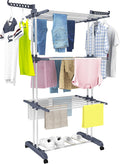 Séchoir à linge intérieur extérieur, 4 niveaux pliable, gris