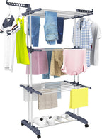 Séchoir à linge intérieur extérieur, 4 niveaux pliable, gris