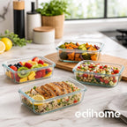 edihome, Boîte alimentaire hermétique en verre, 8, 14 ou 18 pièces, pour aliments hermétiques, résistant au lave-vaisselle, rangement cuisine, sans BPA, certifié FDA (4 récipients)