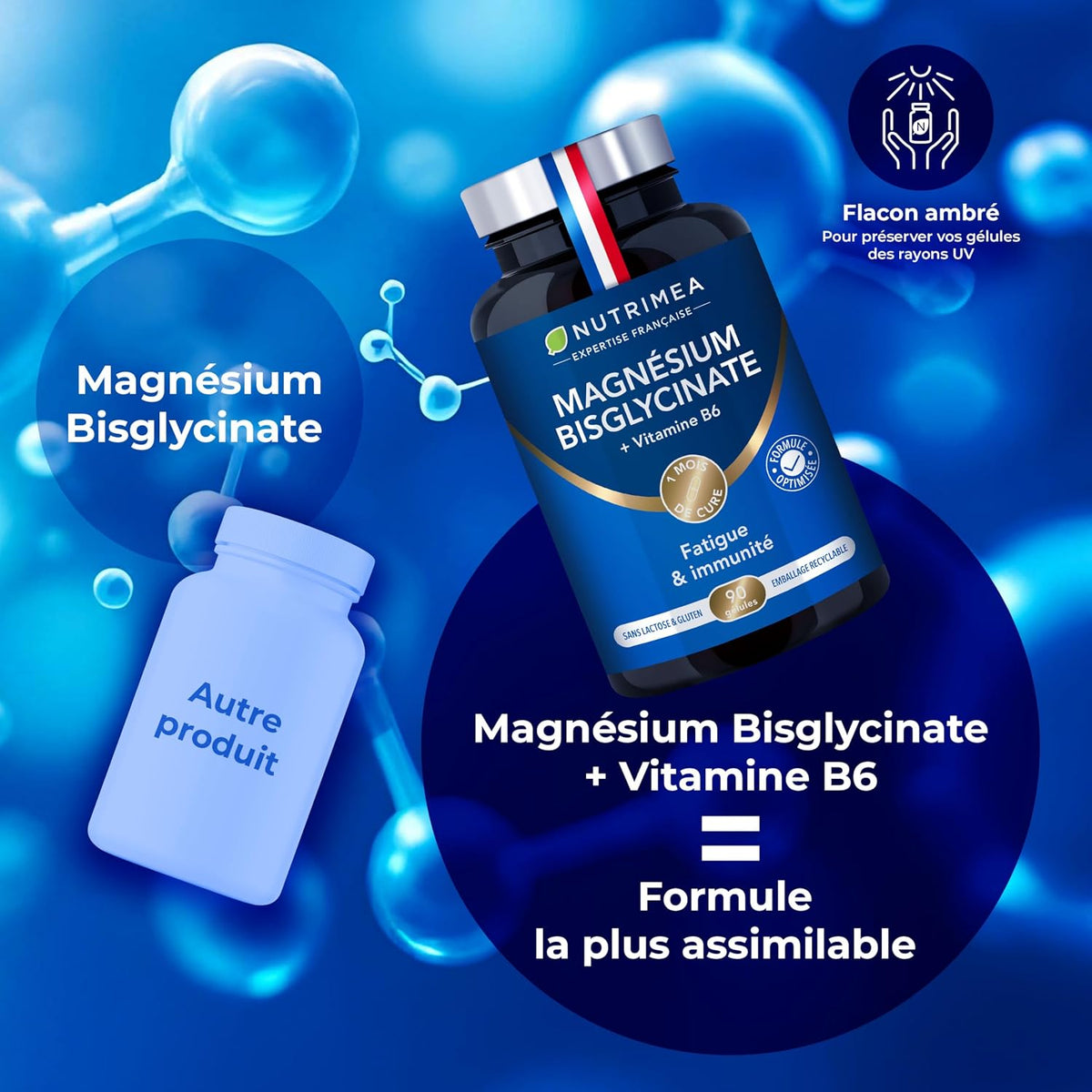 Bisglycinate de magnésium + Vitamine B6 | Sommeil, stress, fatigue