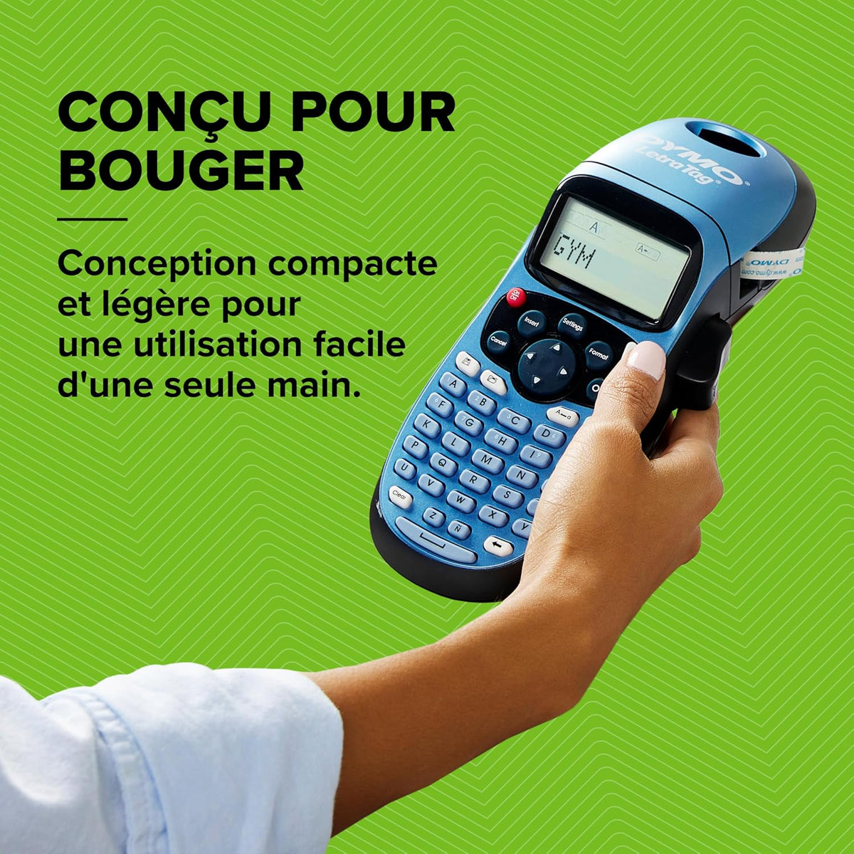DYMO LetraTag LT-100H Étiqueteuse, Appareil de marquage et 1 ruban, Bleu