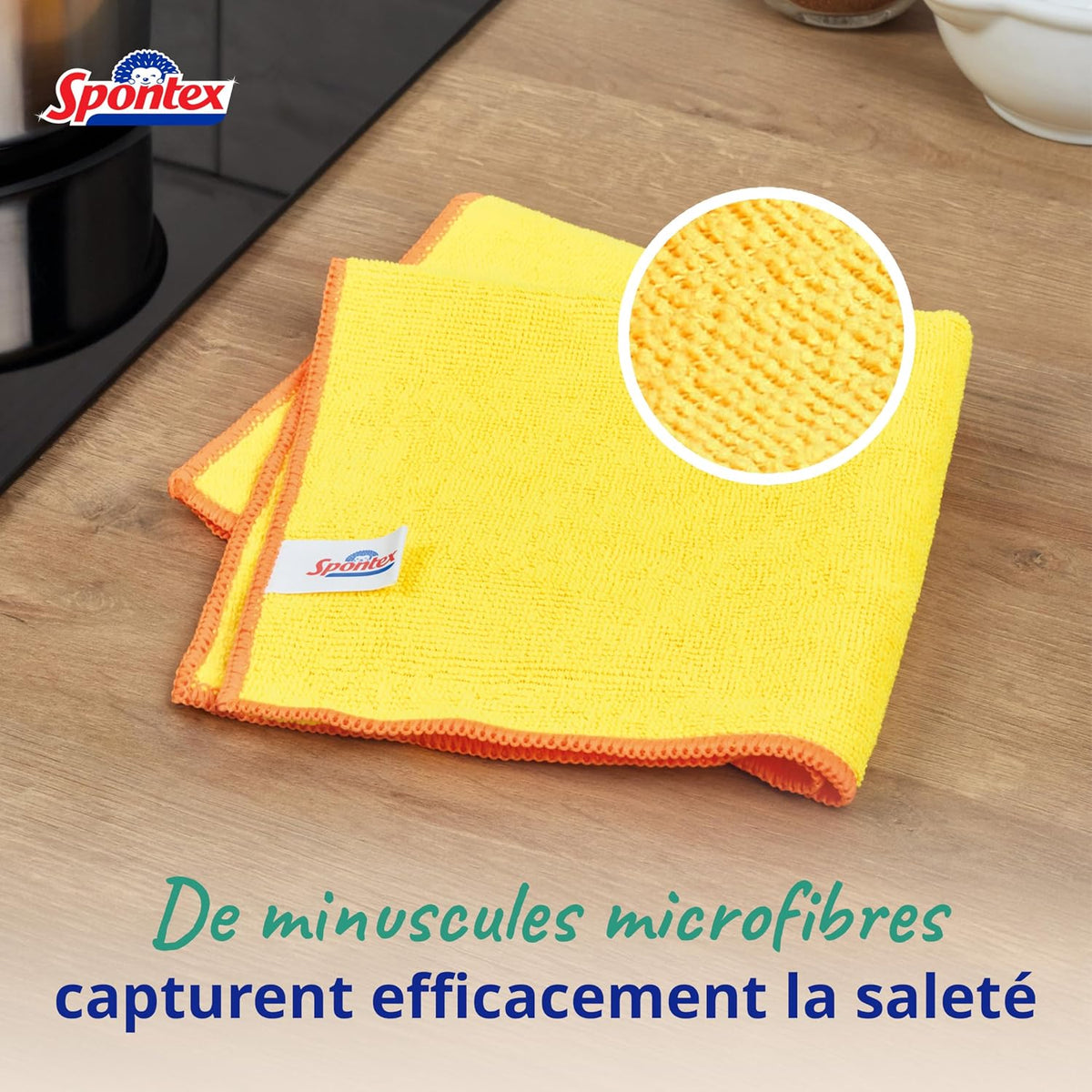 Collection Microfibre Spontex | Chiffons de nettoyage multi-usages, lavables à 40 °C, cuisine et salle de bain | 30 x 30 cm, lot de 8