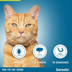 Collier pour chats Seresto – Protection continue contre les puces et les tiques – Collier Seresto pour chat avec protection longue durée de 7 à 8 mois – Gris