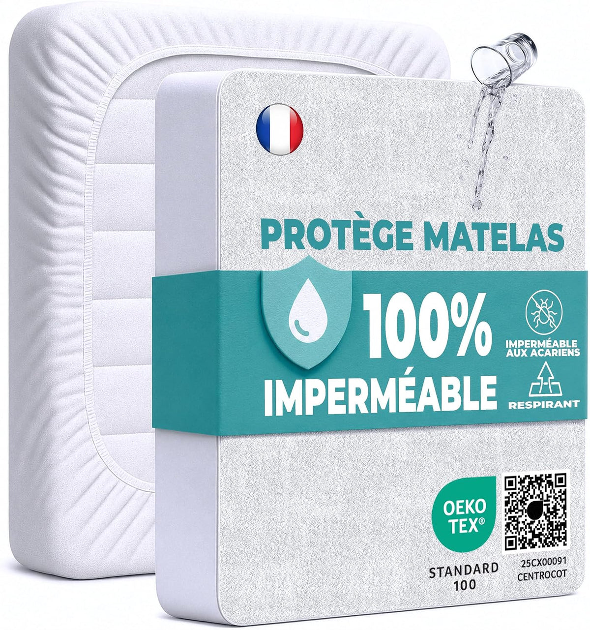 Protège-matelas 60 x120 cm, alèse imperméable, drap-housse en coton et microfibre, protection de lit pour bébé, alèse pour incontinence, anti-acariens, couvre-matelas anti-pipi, lavable en machine