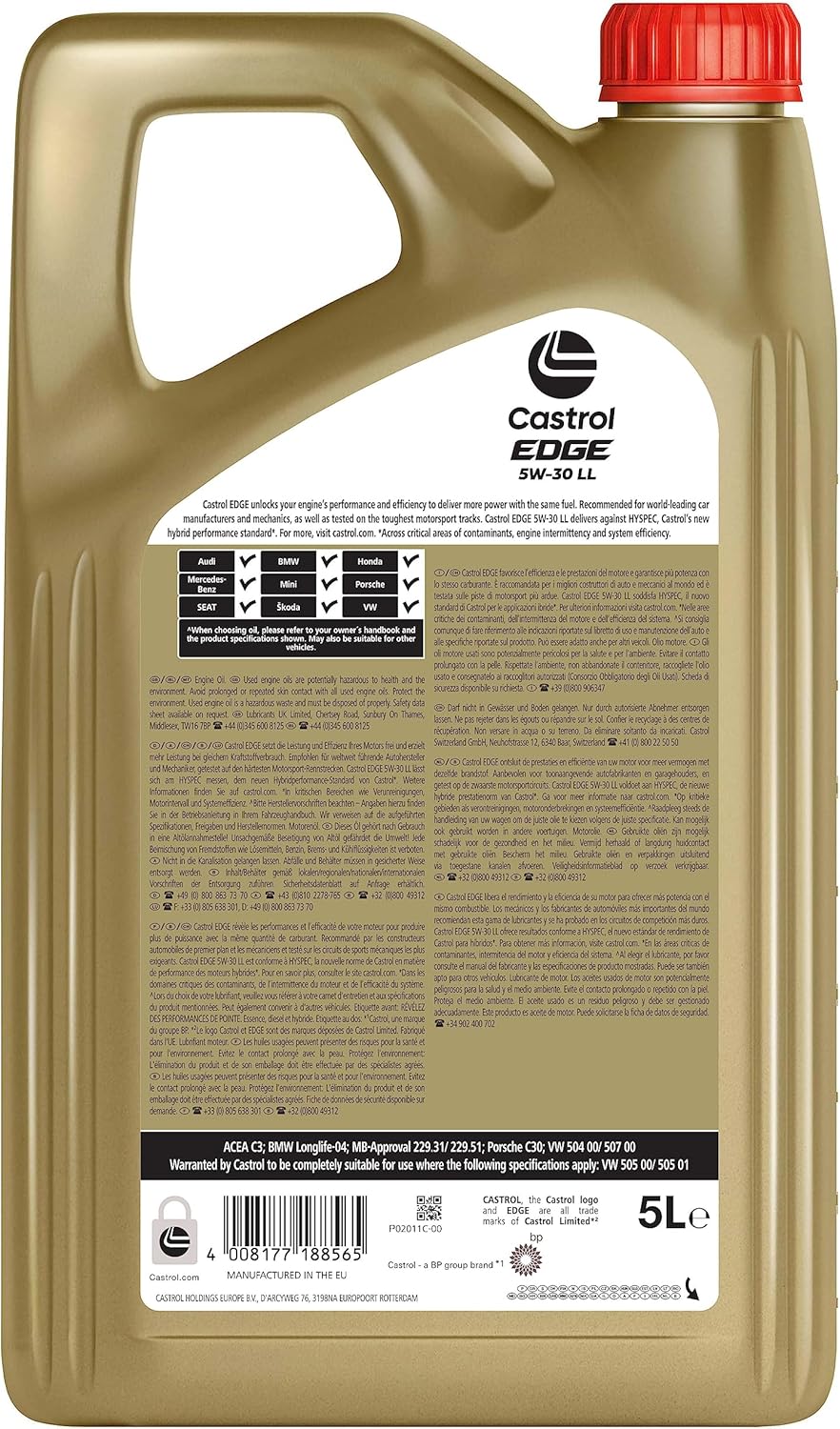 Castrol EDGE 5W-30 LL Huile moteur synthétique avancée, 5L